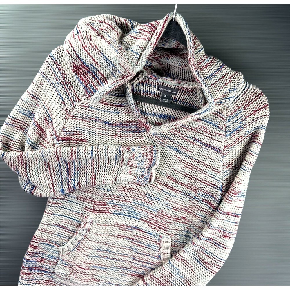 Eddie Bauer‎ Hoodie Women Small Colorful Knit Pullover Sweater Beach Poncho Hike